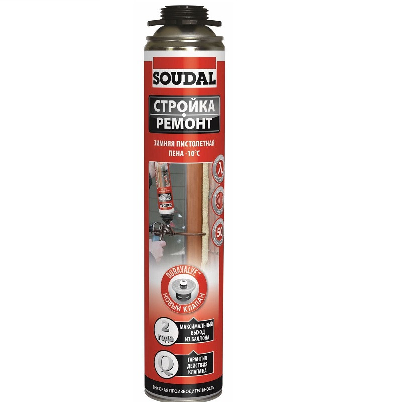 Монтажная пена пистолетная Soudal Стройка Ремонт Фикс&Филл 750 мл